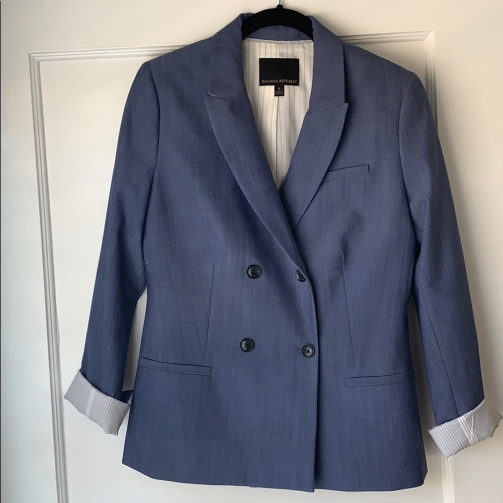 Banana Republic Chambray Light Wool Blazer